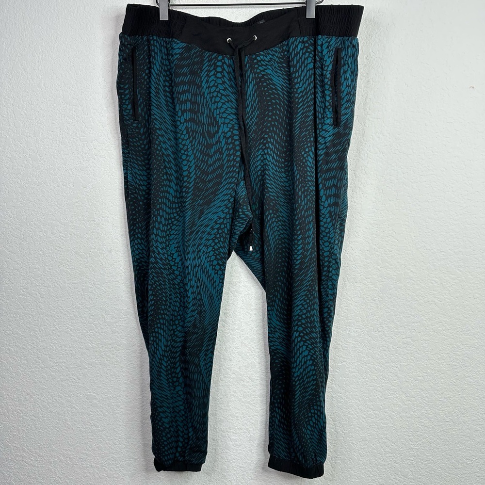 Torrid Pants Womens 2X Black Teal Abstract Drawstring Lounge Boho Relaxed Jogger - Picture 2 of 7